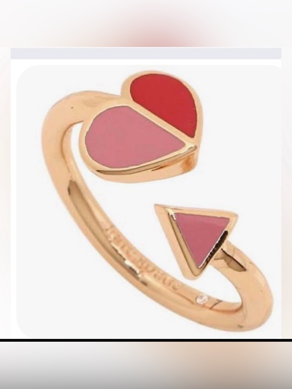 Kate Spade Heritage Spade Enamel Heart Twist Pink Multi Ring Size 7 NWT